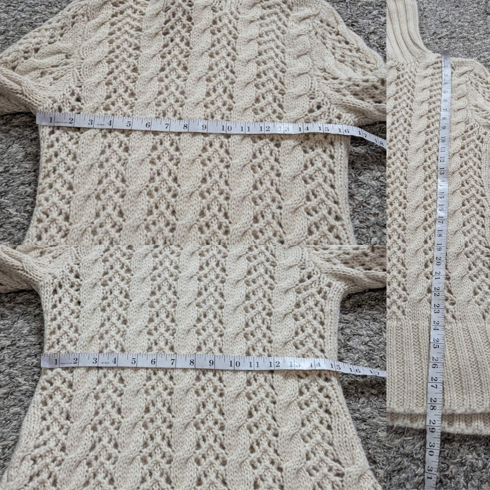 Aeve Light Tan Open Knit Alpaca & Wool Long Sleeve Turtleneck Sweater M - Picture 7 of 7